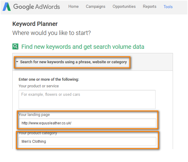 google keyword planner