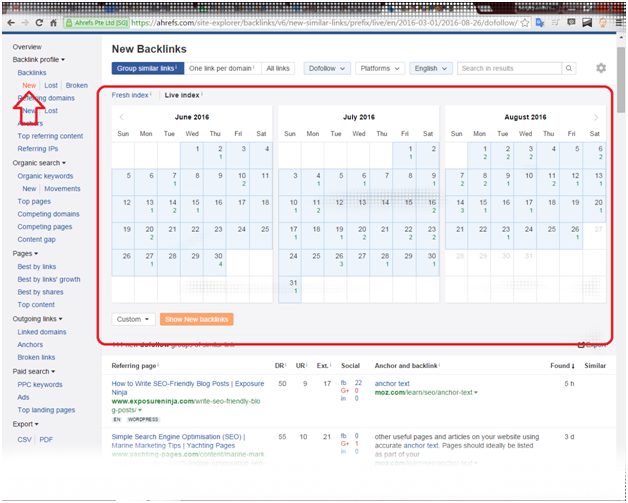 new backlinks ahrefs