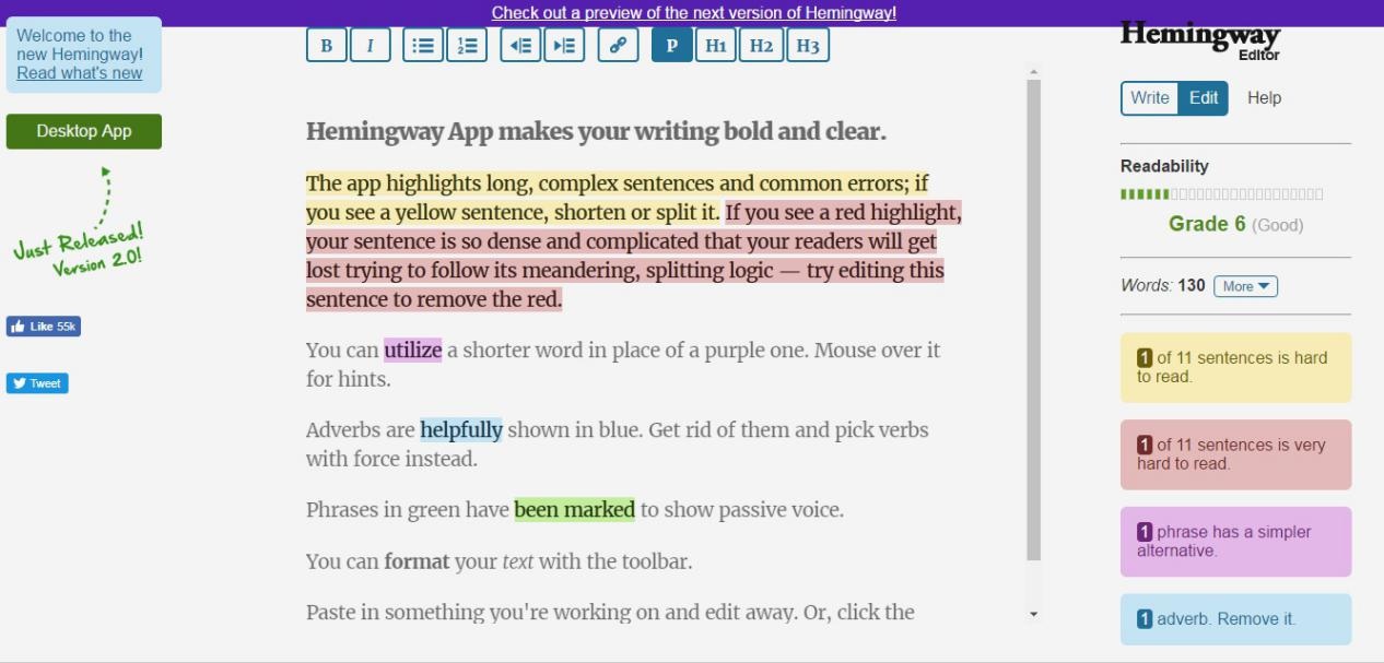 hemingway editor