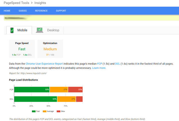 page speed insights