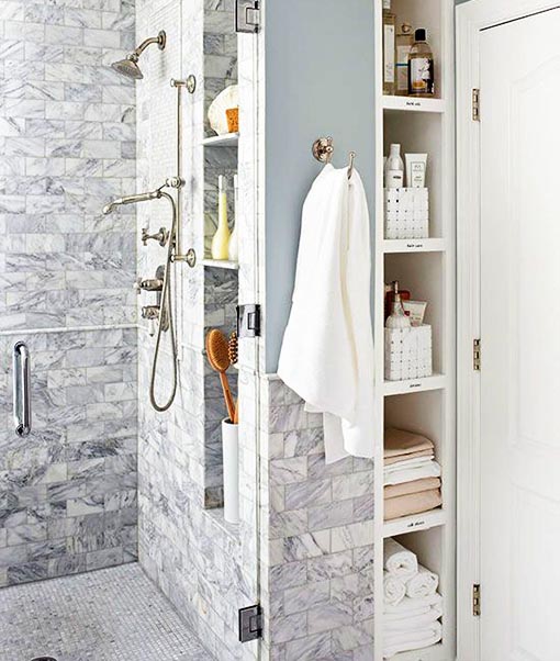 built-in shower cabinets