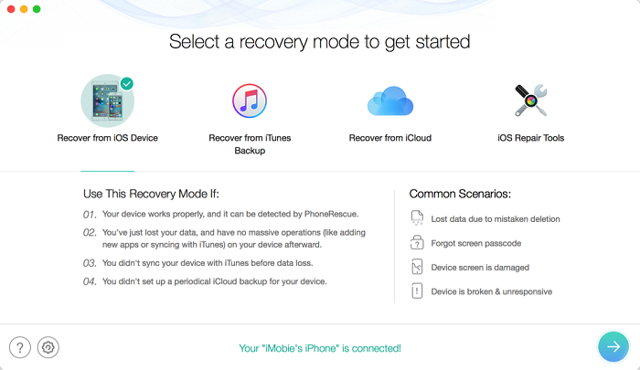 Recover data from an iOS device