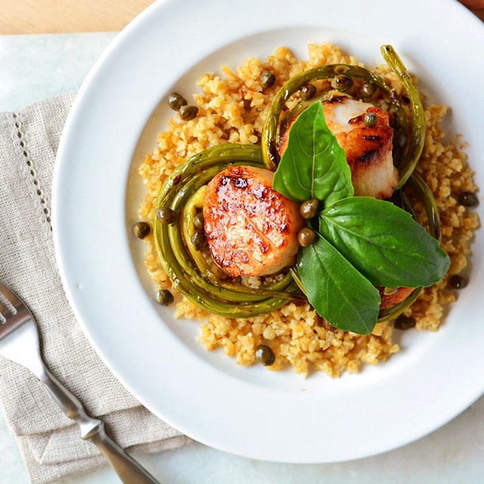 Scallops with pumpkin and couscous