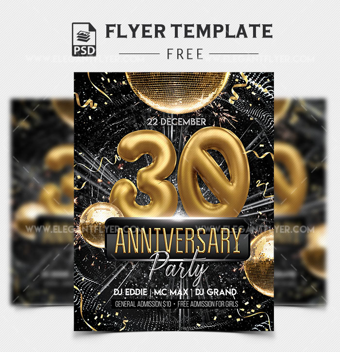 Anniversary Party – Free Flyer PSD Template