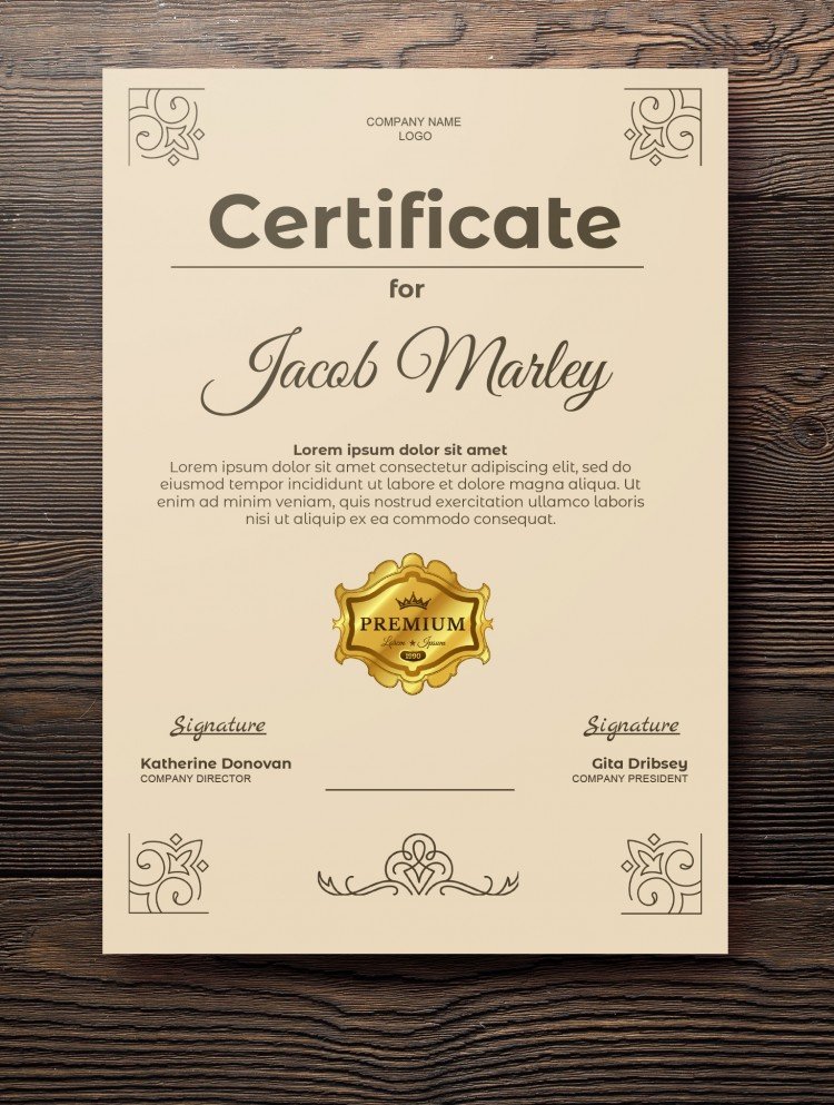 Beige background Certificate – free Google Docs template