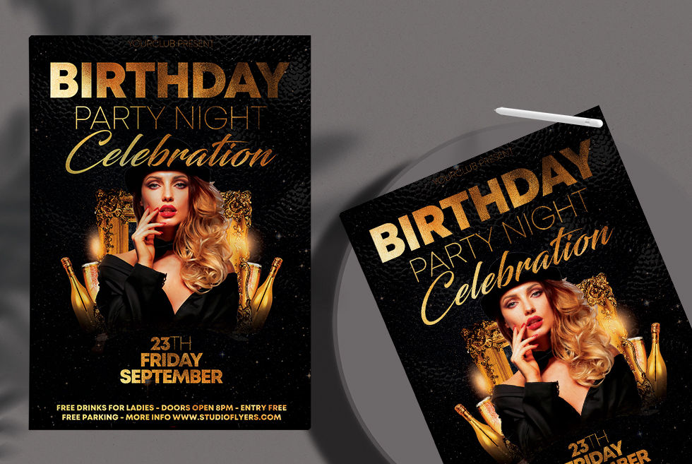 Birthday Party Night Free Flyer Template