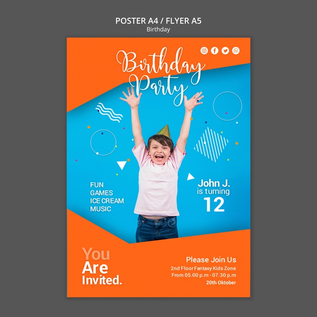 Birthday party flyer template Free Psd