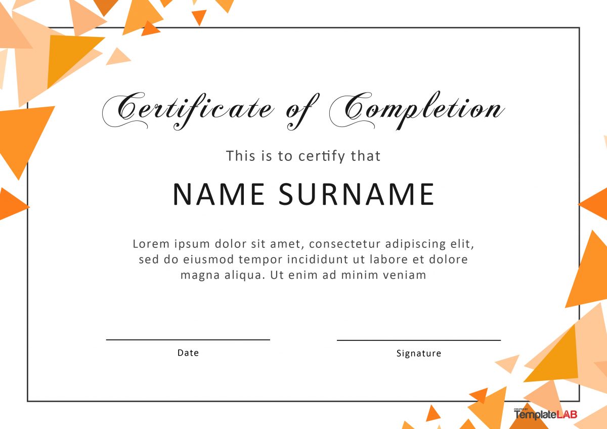 Certificate of Completion for Word