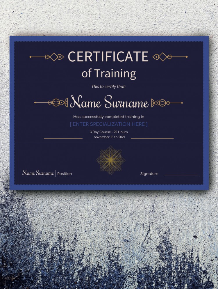 Certificate of Training – free Google Docs Template