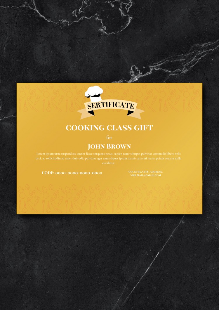 Cooking Class Gift Certificate – free Google Docs Template