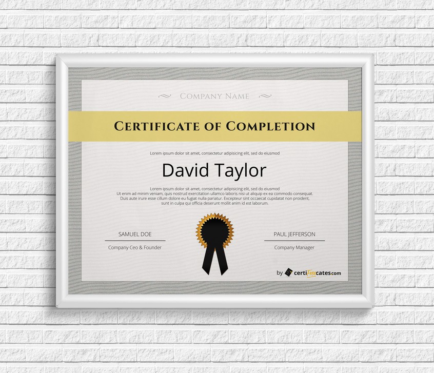 Free Certificate of Completion