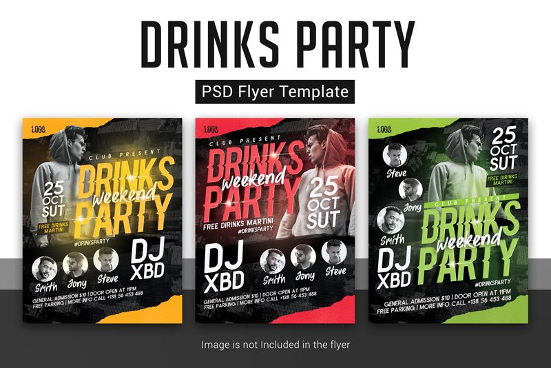 Free Drinks Party PSD Flyer Template