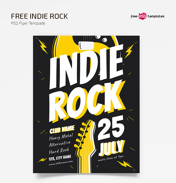 Free Indie Rock Flyer Template in PSD + AI