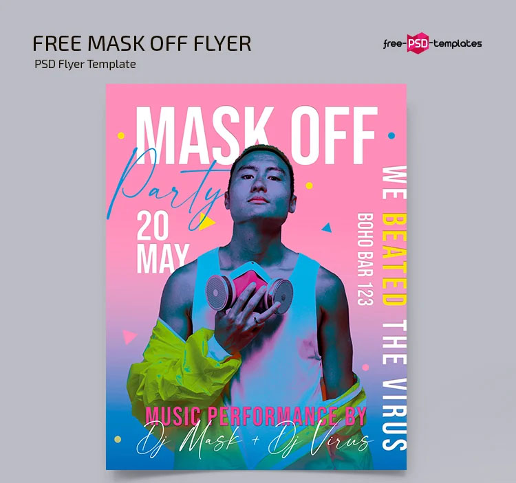 Free Mask Off Party Flyer Template in PSD