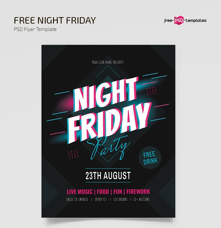 Free Night Friday Flyer Templates in PSD + Vector