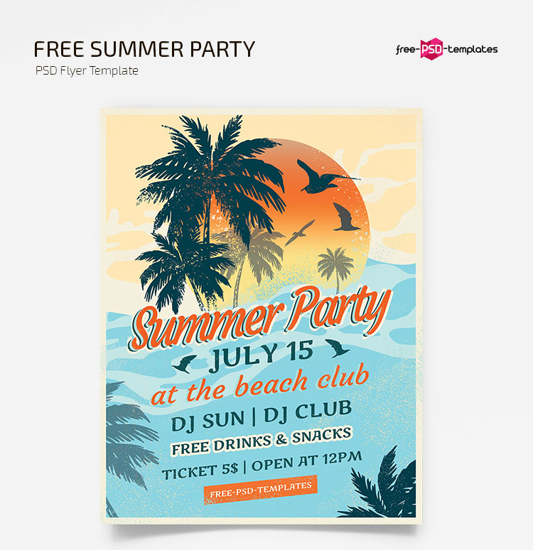 Free Summer Party Flyer Template in PSD + AI