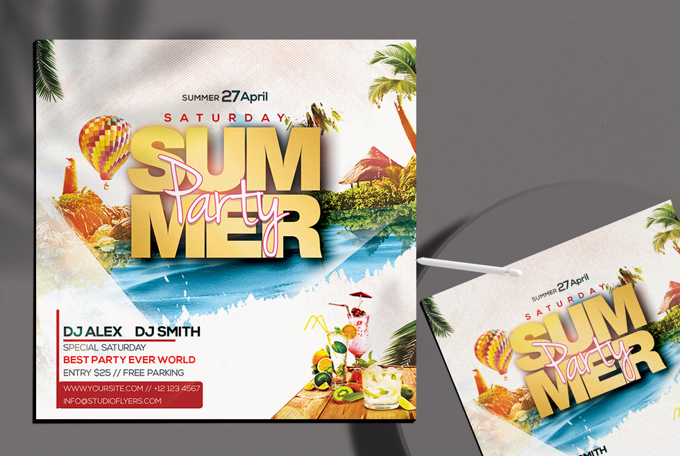 Free Summer Party Flyer Template in PSD