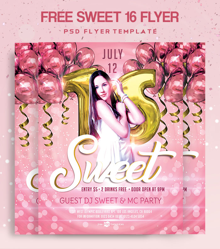 Free Sweet 16 Flyer in PSD