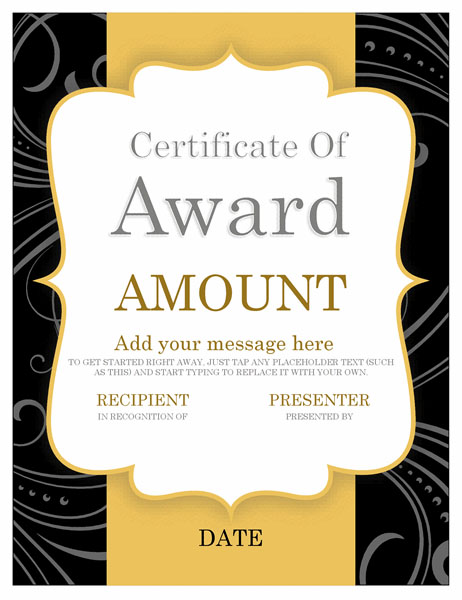 Gift certificate of award template