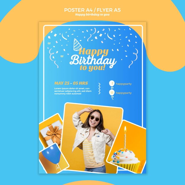 Happy birthday flyer template Free Psd