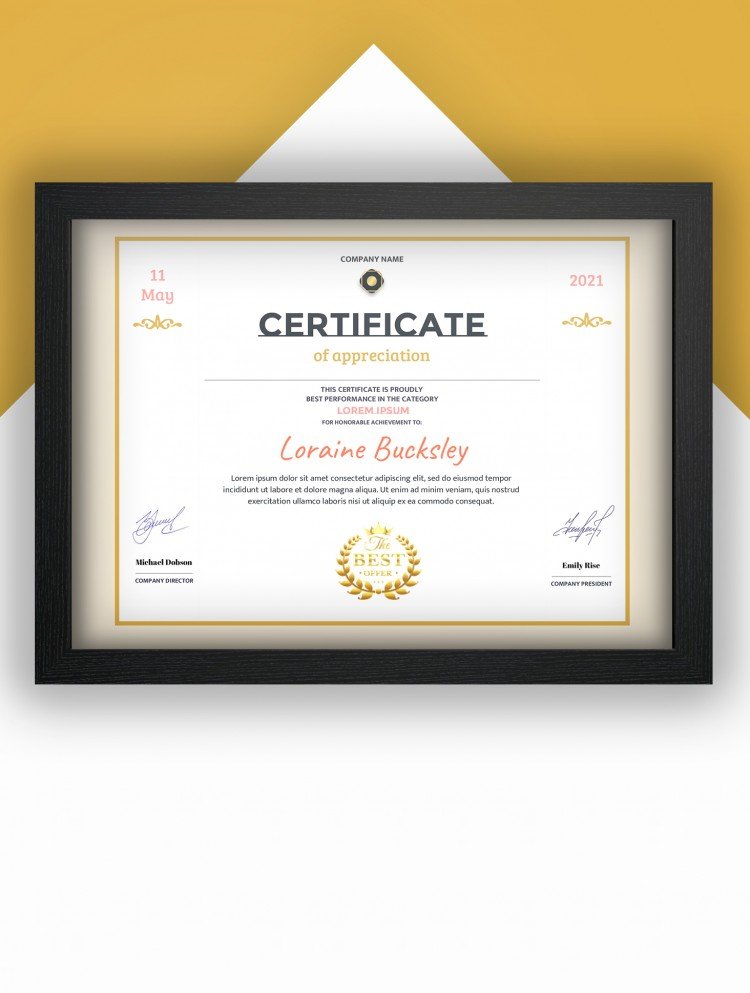 Horizontal Certificate of appreciation – free Google Docs template
