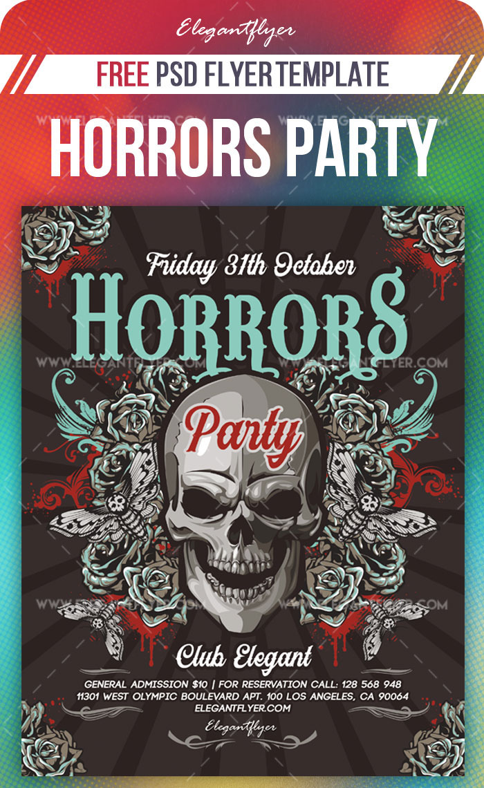 Horrors Party – Free Flyer PSD Template + Instagram template