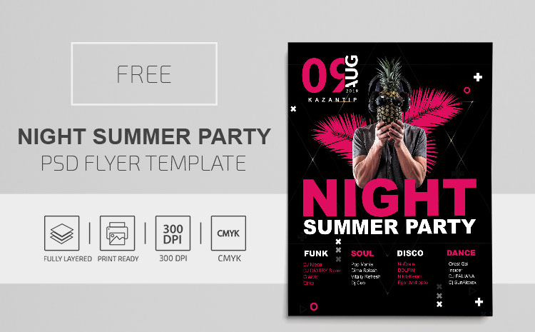 Night Summer Party – Free PSD Flyer Template