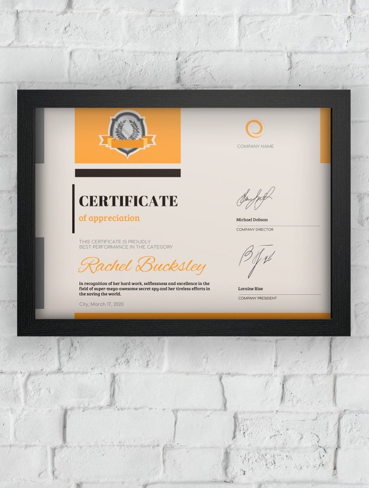 Orange and Black Certificate – free Google Docs template