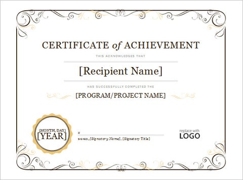 Simple Certificate of Achievement for Word