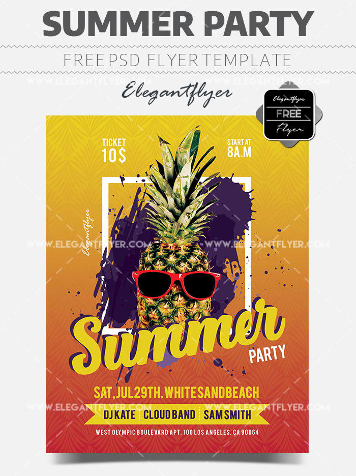 Summer Party – Free Flyer PSD Template + Facebook Cover