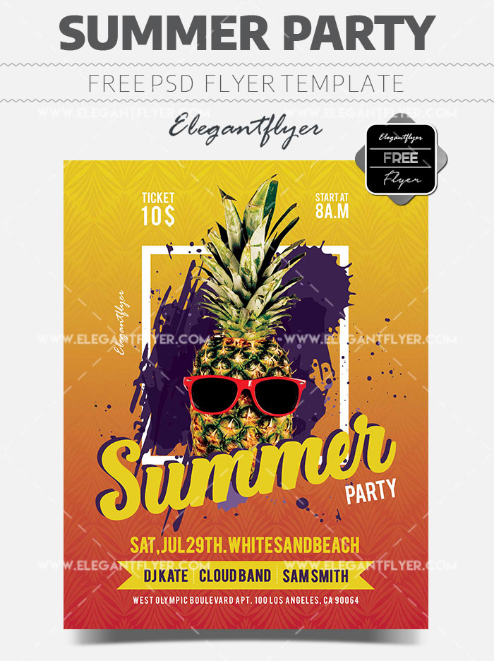 Summer Party – Free Flyer PSD Template + Facebook Cover