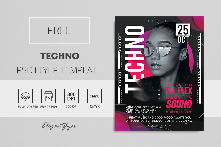 Techno – Free PSD Flyer Template