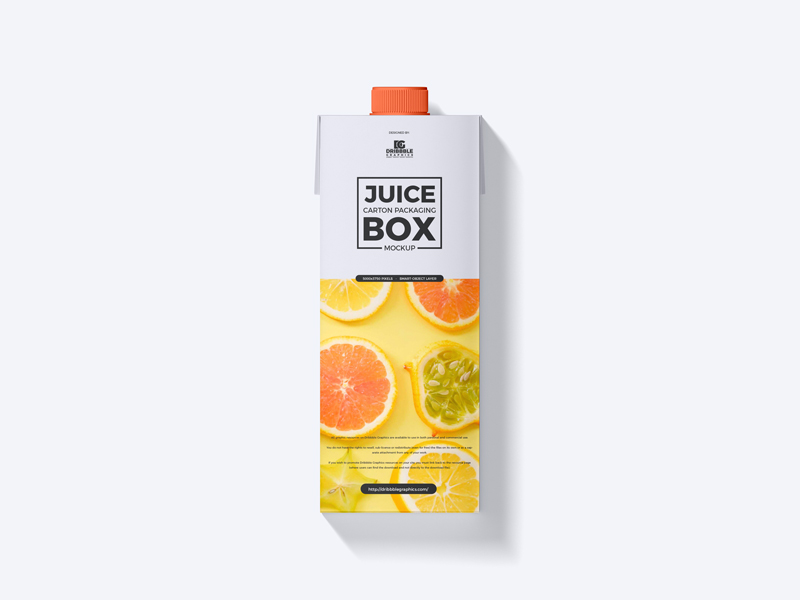 Free Juice Carton Box Mockup