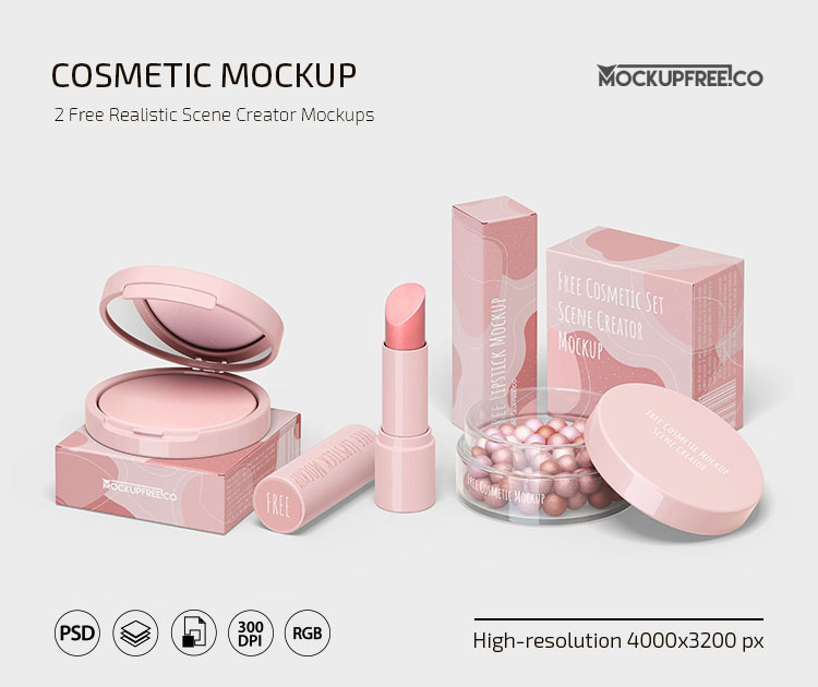 Free PSD Cosmetic Scene Creator Mockup Template