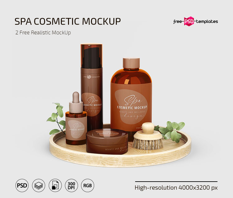 Free PSD Spa Cosmetic Template Mockup