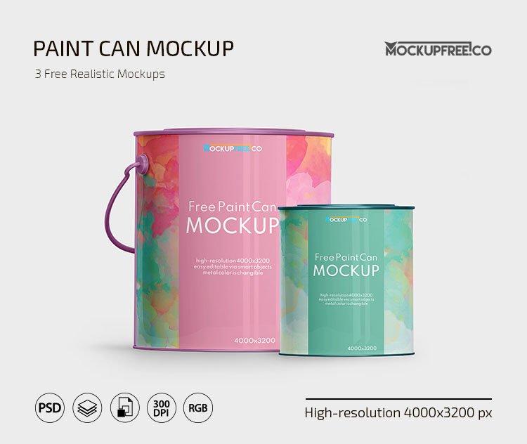 Free Paint Can Mockup in PSD