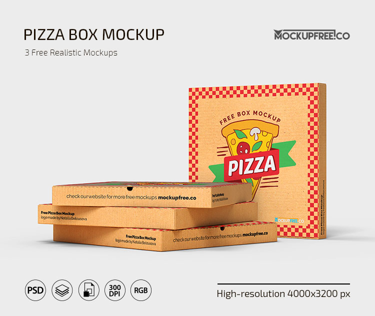 Free Pizza Box Mockup in PSD