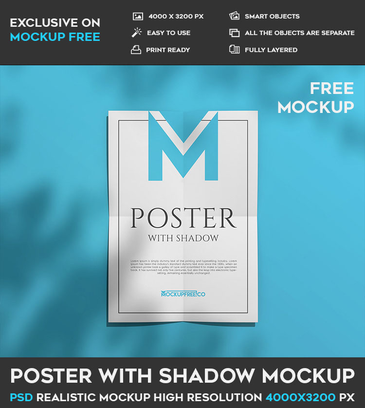 Poster with Shadow – Free PSD Mockup