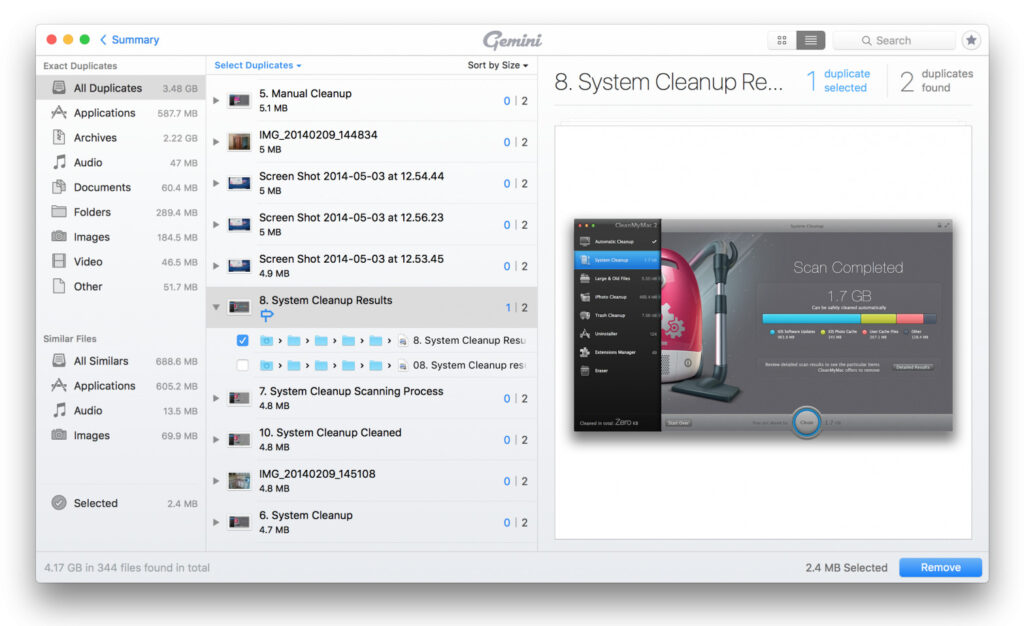Gemini 2 mac cleaner