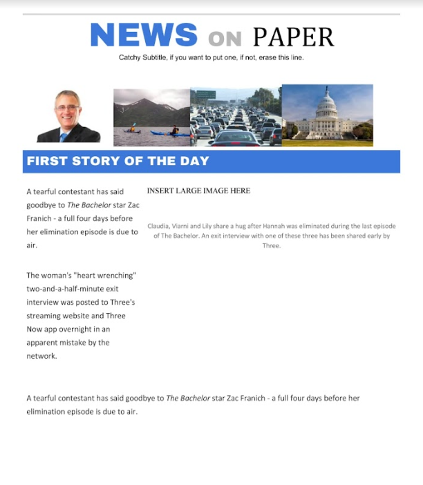 Wooller Colorful Newspaper Headline Template