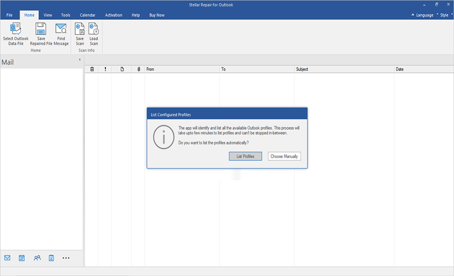 Select Outlook Data File