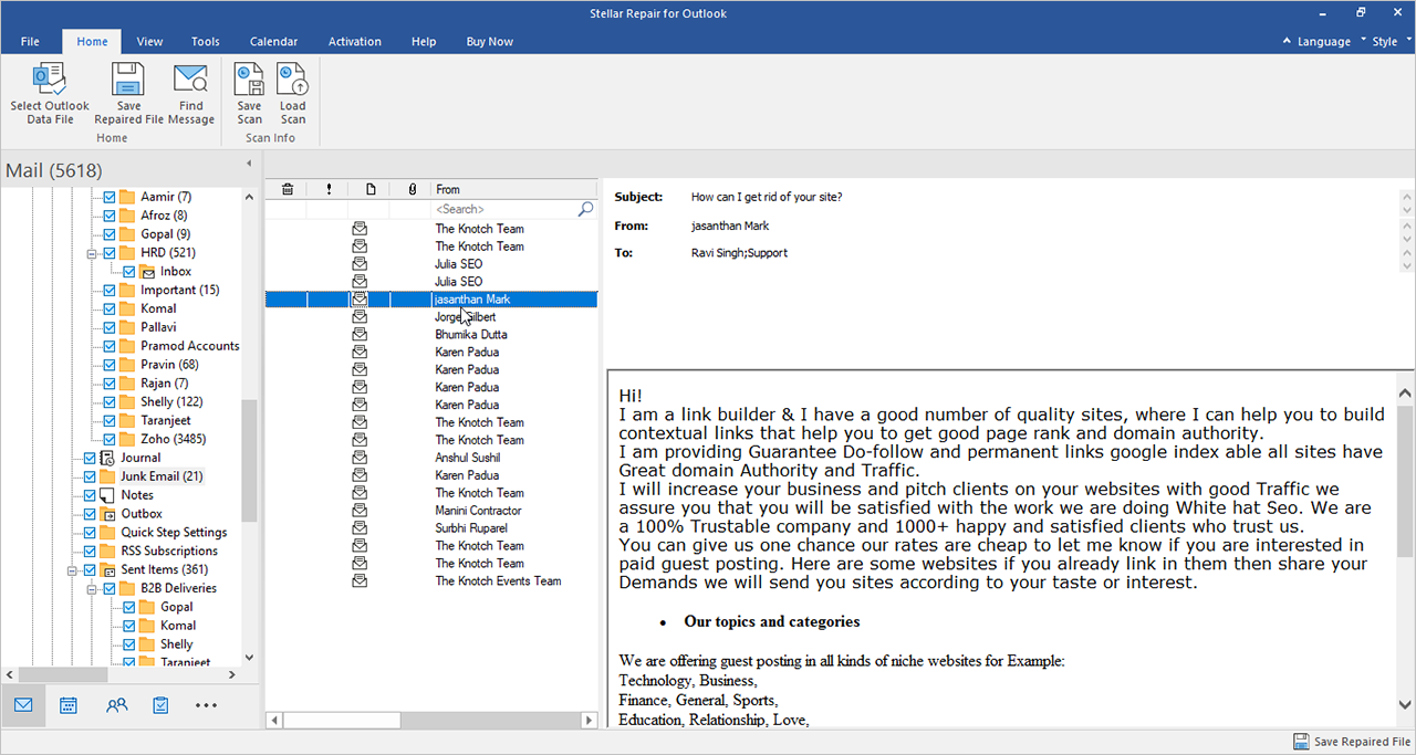 fixed Outlook PST file